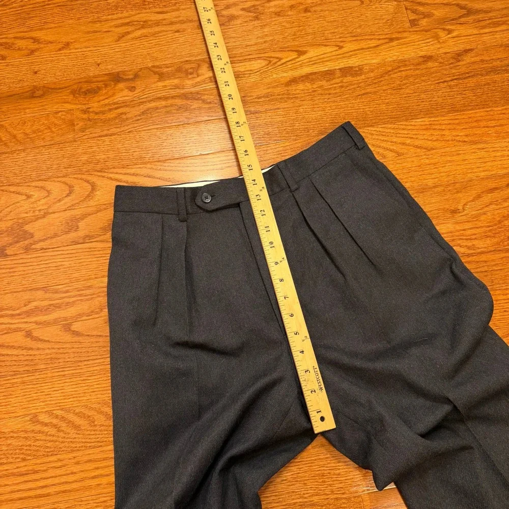 Vintage Paul Stuart Dress Pants Fits Mens 30x28 Gray Wool Pleated Cuffed USA